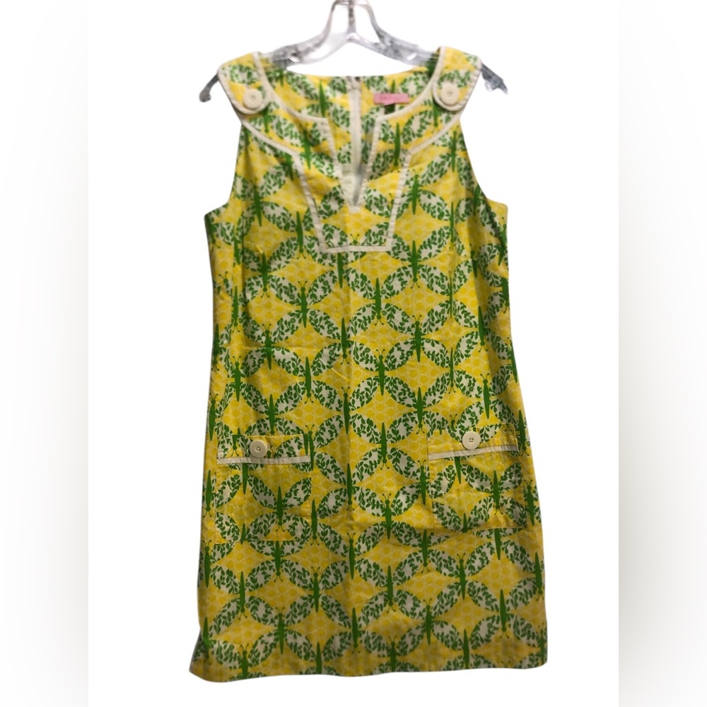 Vtg Style Lilly Pulitzer Mod Retro Print Retro Sheath 1960s Cotton House Dress 6